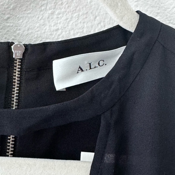 A.L.C 100% Silk Kenyatta Dress Sleeveless Cutout V-Neck Cinched Waist Size 8 - Picture 7 of 12